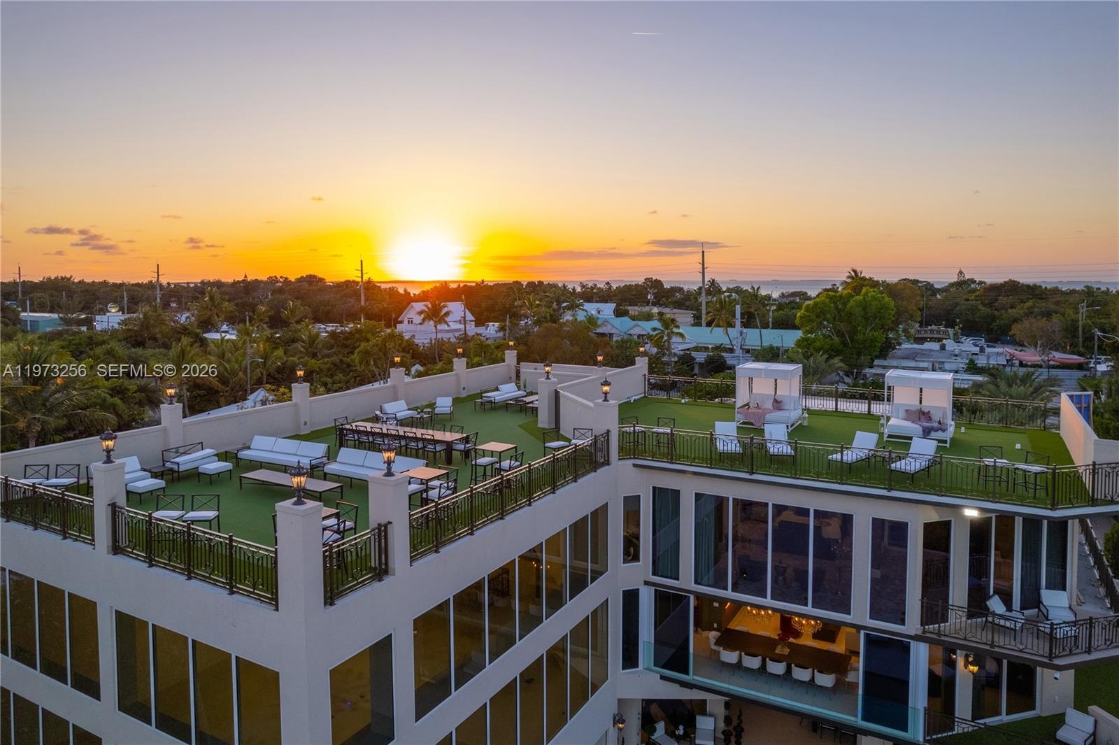 Aerial view of the oceanfront estate grounds